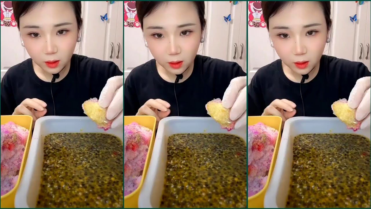 ASMR ice eating with passion fruit EP388