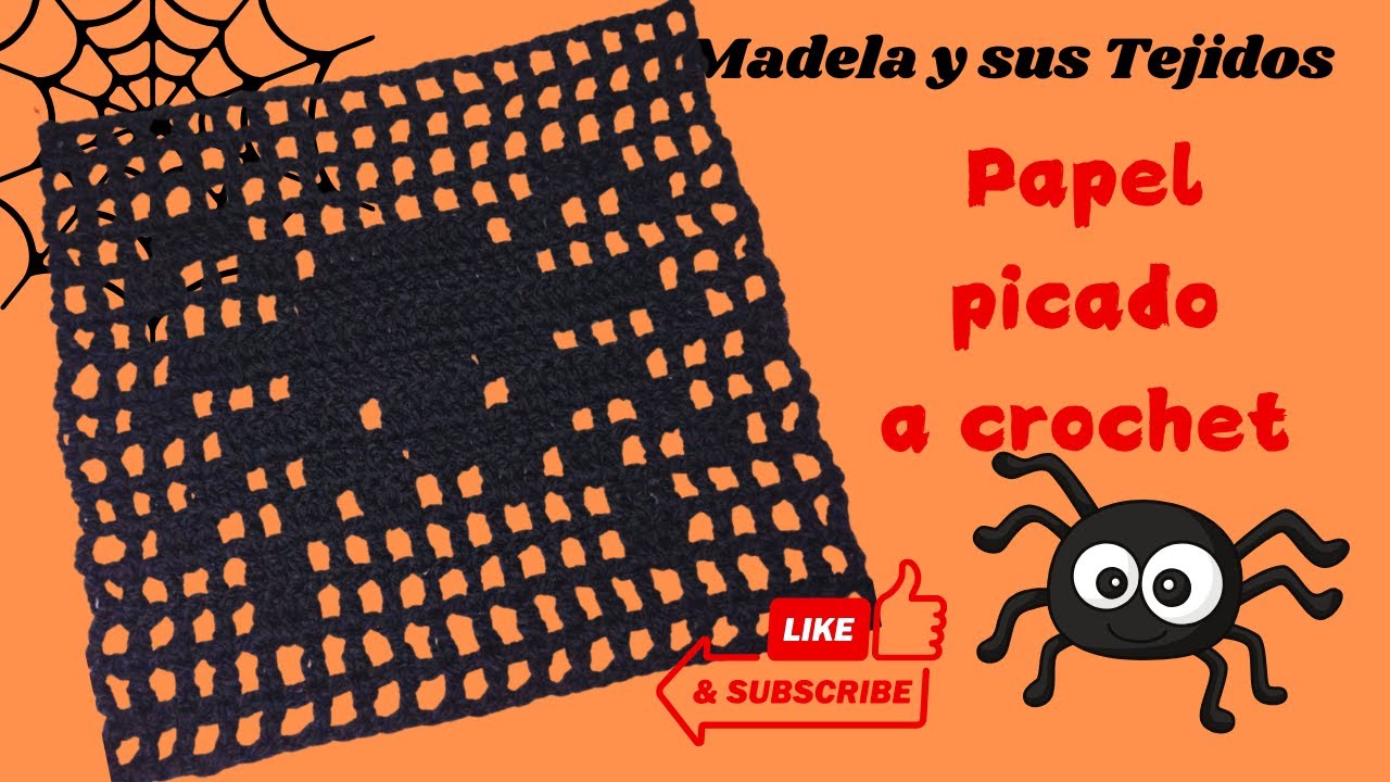 Araña a crochet papel picado 3