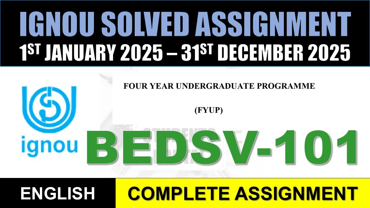 BEDSV 101 Solved Assignment 2025-26 || bedsv-101 solved assignment in English | Jan 2025 to Dec 2025