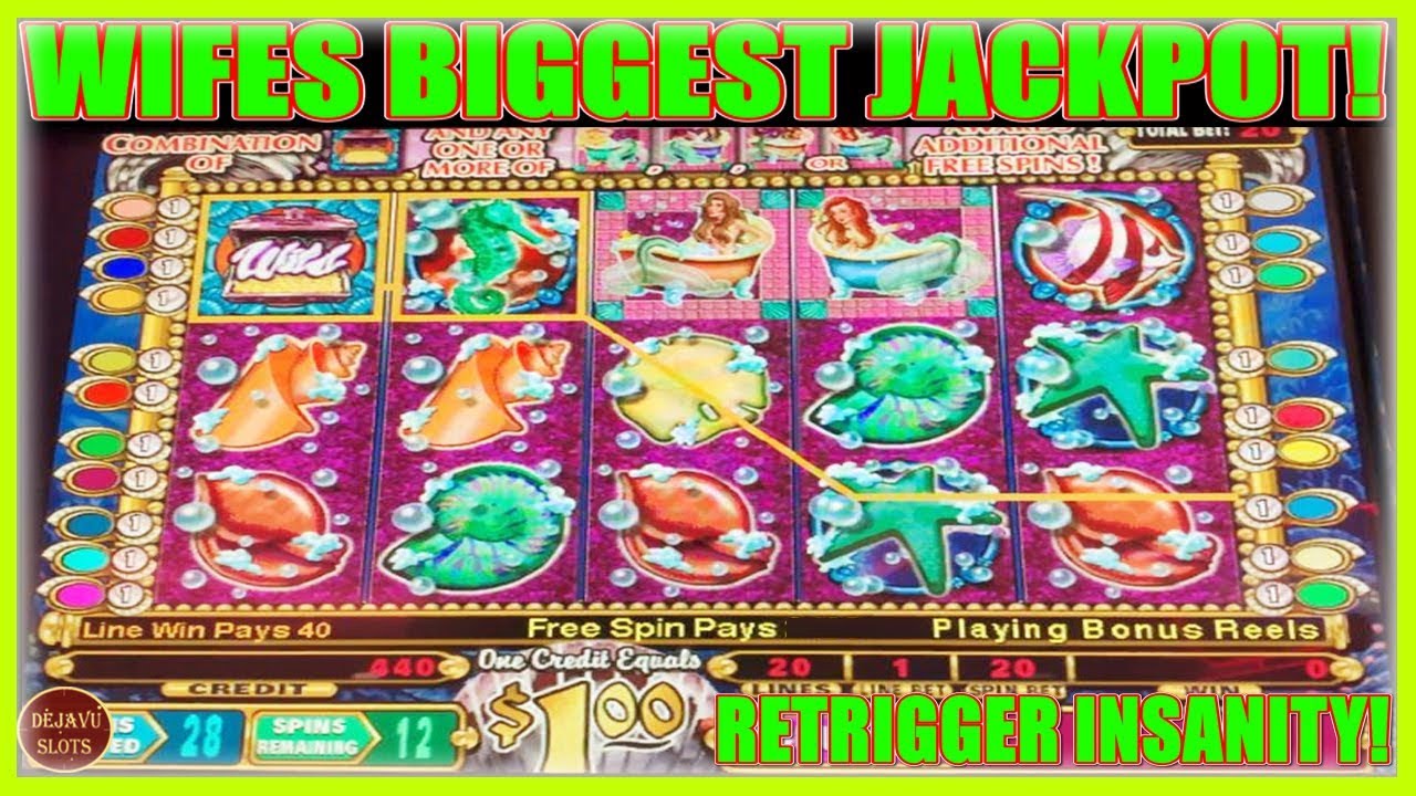 WIFE HIT HER BIGGEST JACKPOT EVER ON MYSTICAL MERMAID RETRIGGER INSANITY