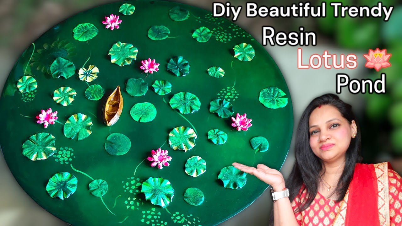 DIY Lotus Pond Resin Art with Miniature Boat |Wall Hanging Craft Idea|Home Decor Tutorial StepByStep