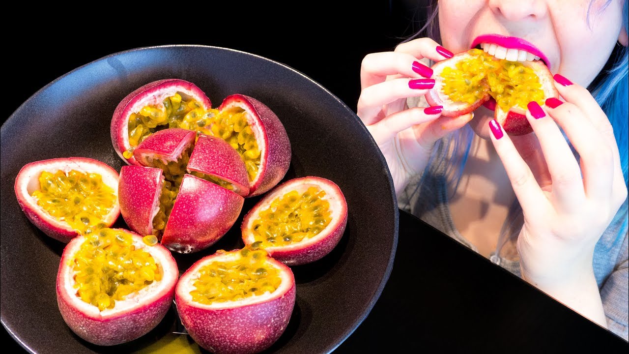 ASMR: Super Crispy Purple Passion Fruits | Crunchy Seeds ~ Relaxing Eating Sounds [No Talking|V] 😻