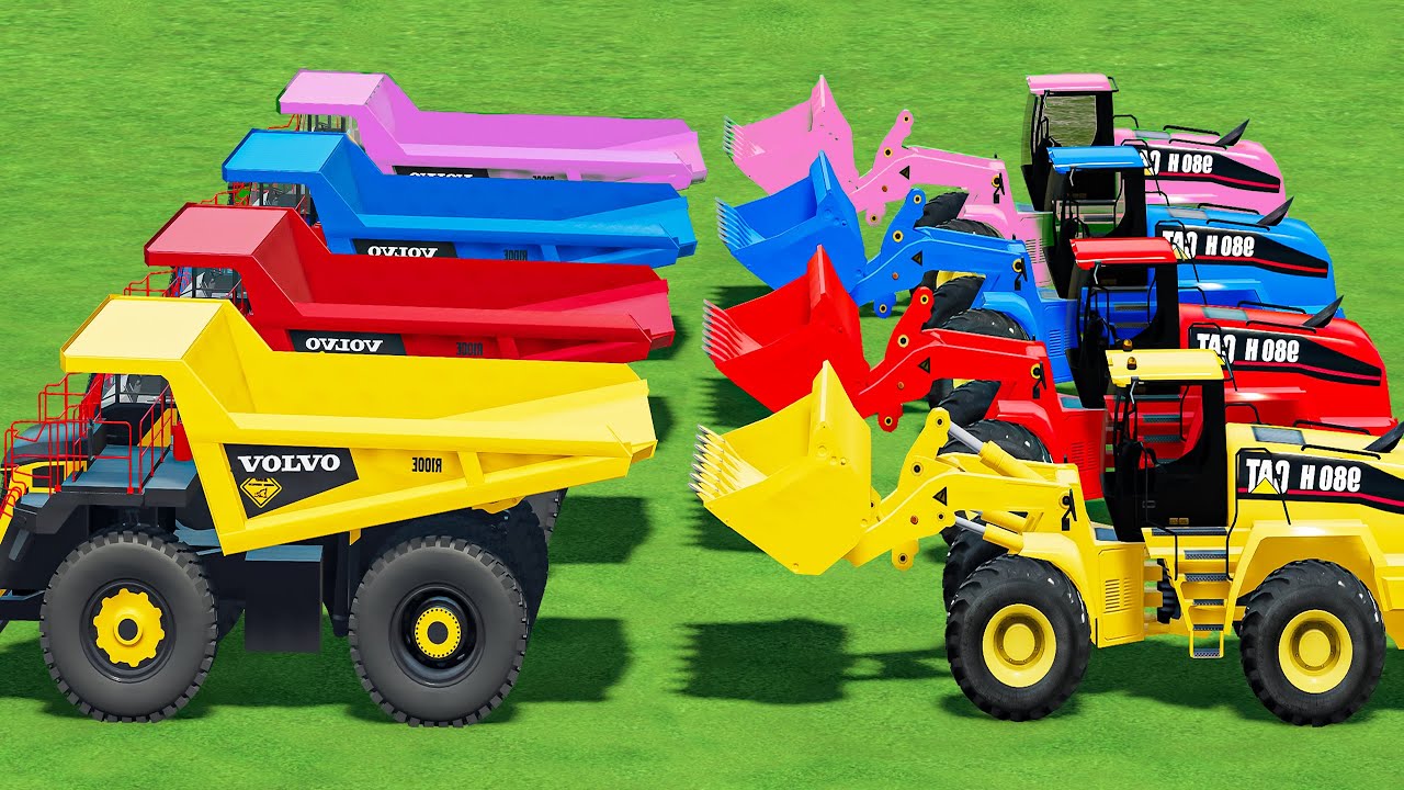 WORK WITH RAINBOW MACHINES! EXTREME LOADER MOVES COLOR SAND WITH MONSTER TRUCKS – FS22