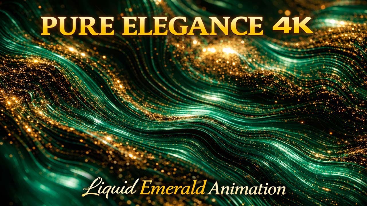 PURE ELEGANCE 4K: 1 Hour Liquid Emerald Animation • Deep Relax & Study Background