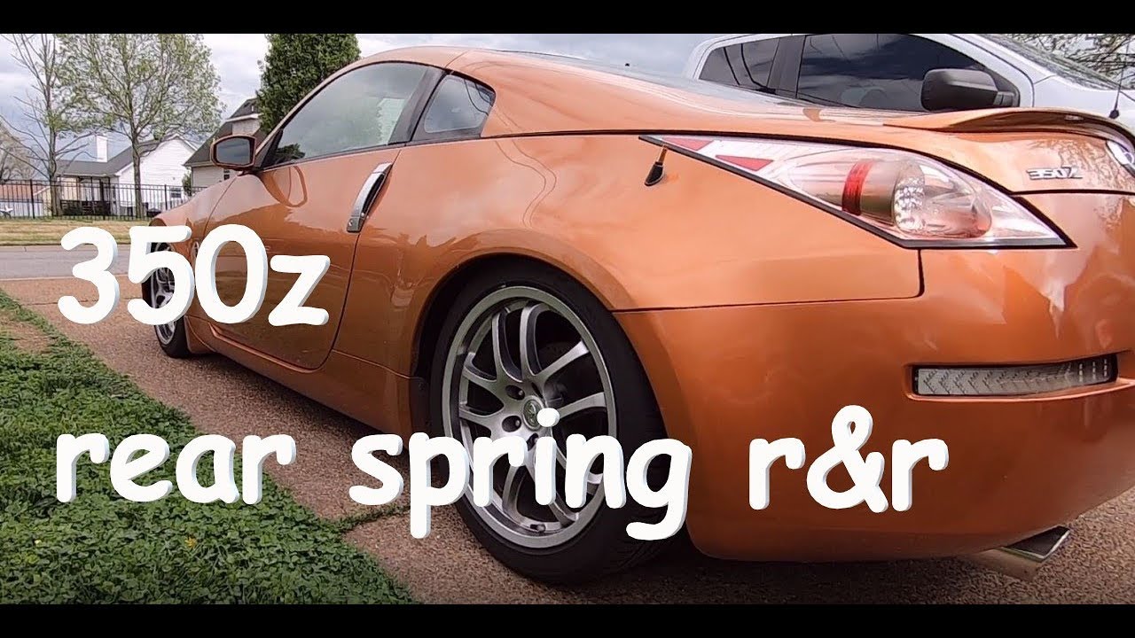 Nissan 350z rear spring removal, Hotchkis lowering springs installation