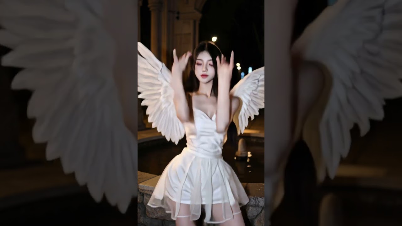 Concept &ldquo;thi&ecirc;n thần trong phố&rdquo; #XinhMotion #AngelVibes #FantasyVisual #WhiteDressMood #Dreamscape