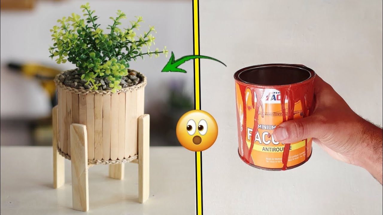 كيف تصنع اصيص النباتات من اعادة تدوير علبة قديمة...How to make a plant pot