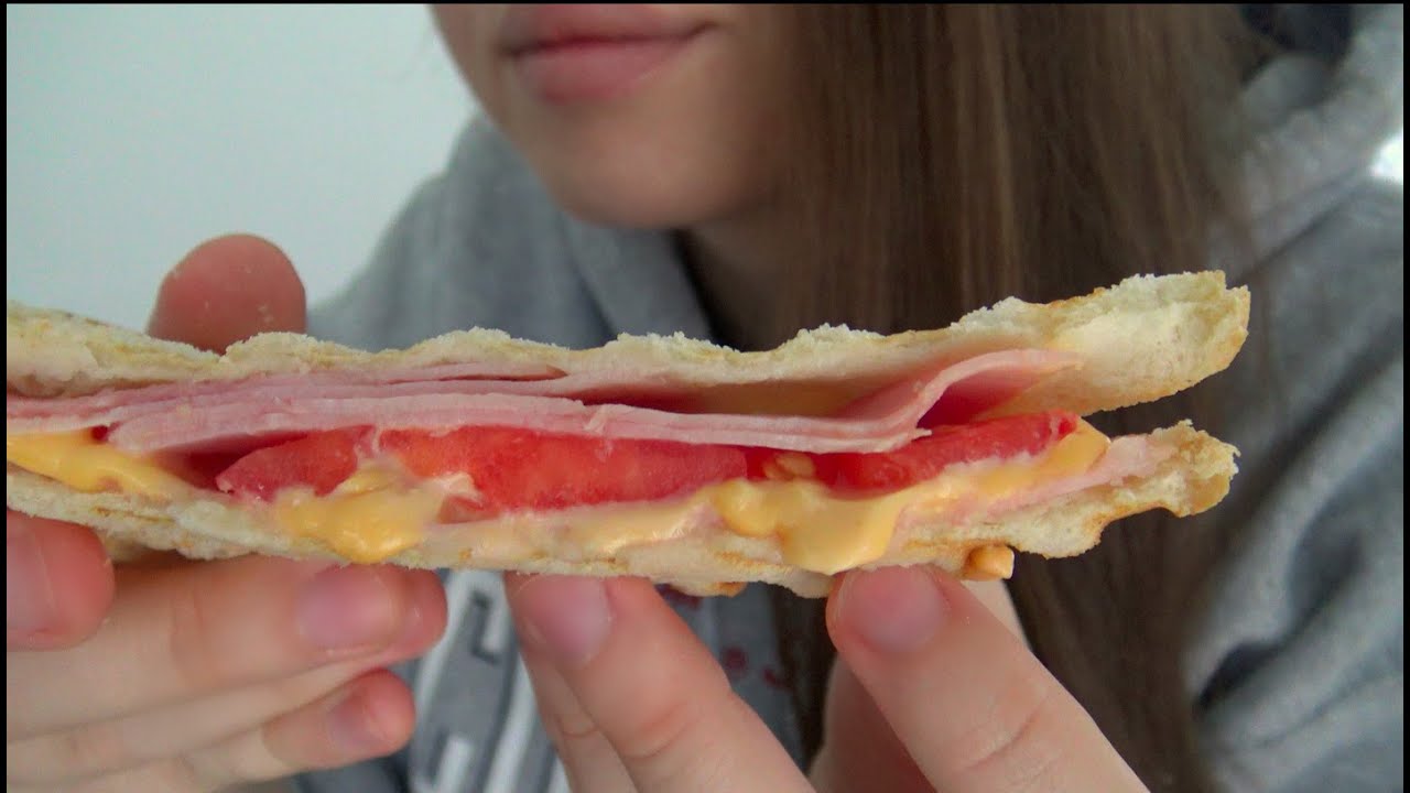 ASMR Whisper I Grilled Ham and Cheese Sandwich I Eating Sounds