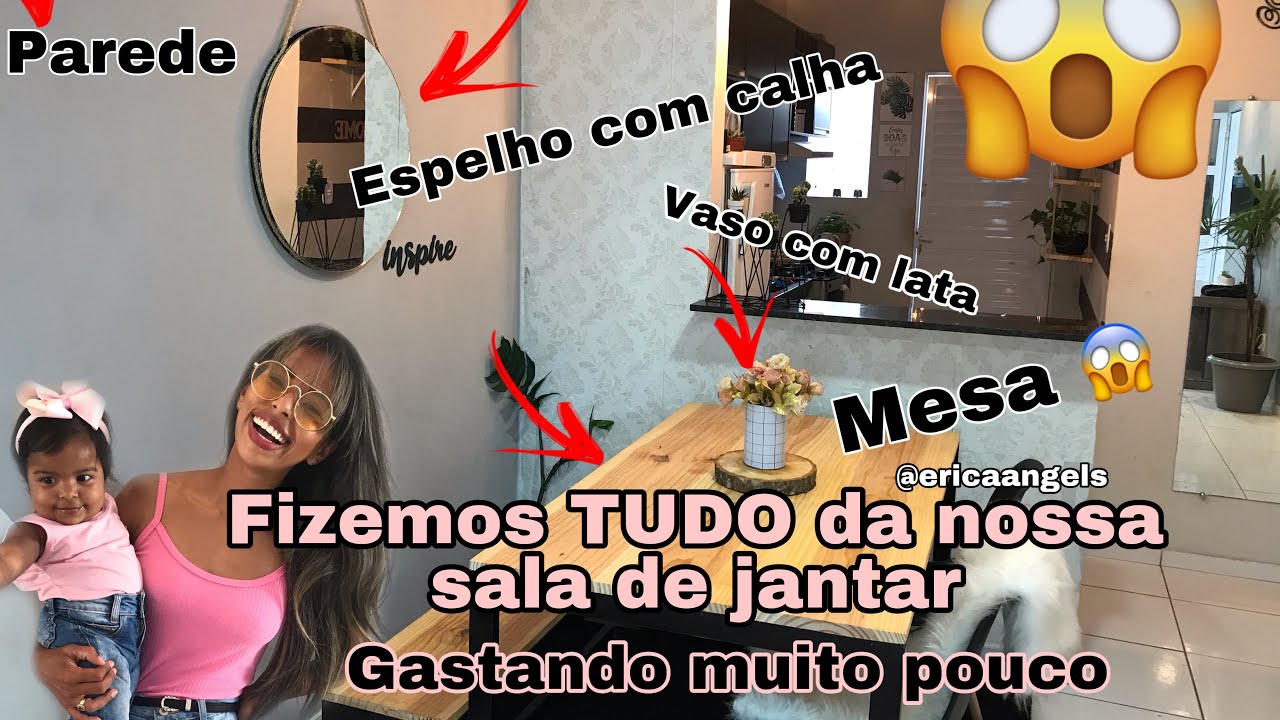 FIZ MINHA PRÓPRIA SALA DE JANTAR gastando pouco - pintura geométrica /espelho adnet /mesa industrial