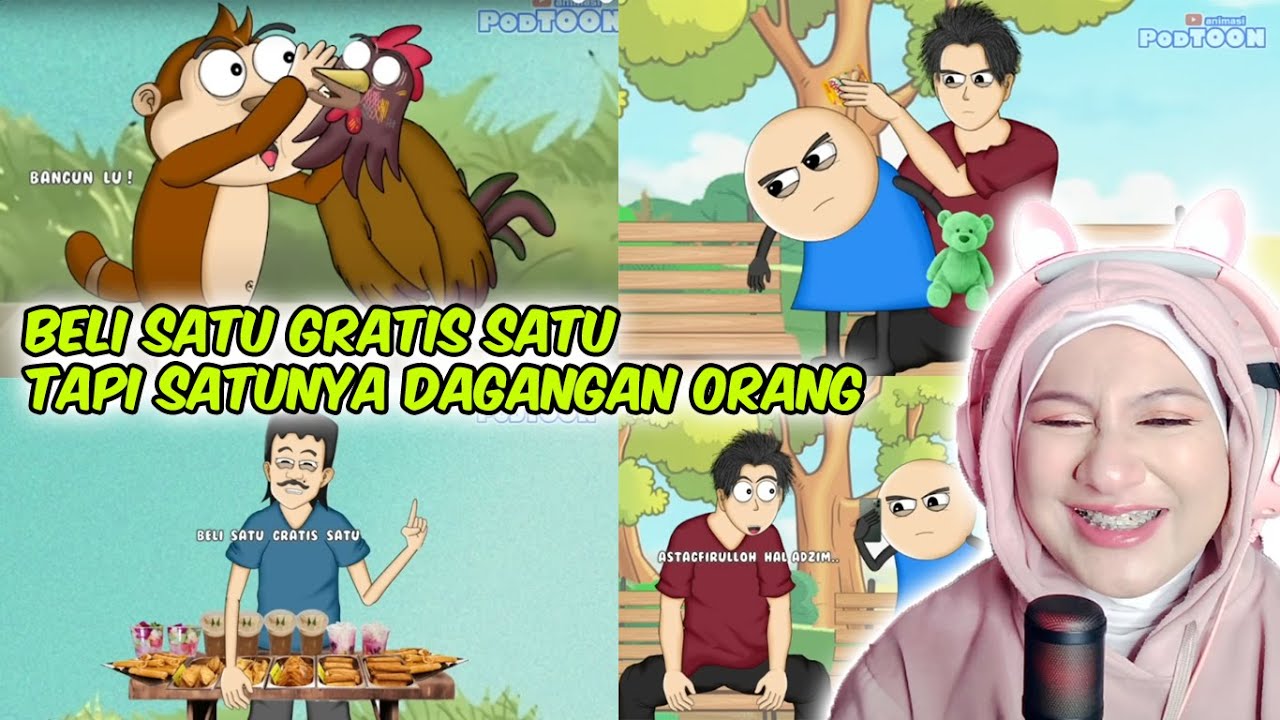 Animasi Podtoon Beli Takjil sampe di tipu bocil Reaction
