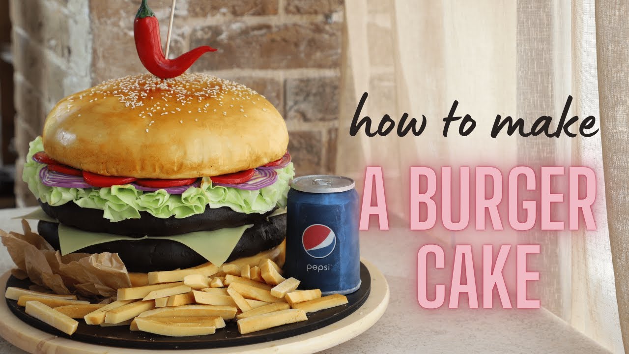 3D Burger Cake Tutorial | The Easiest Way to Make a 3D Burger Cake