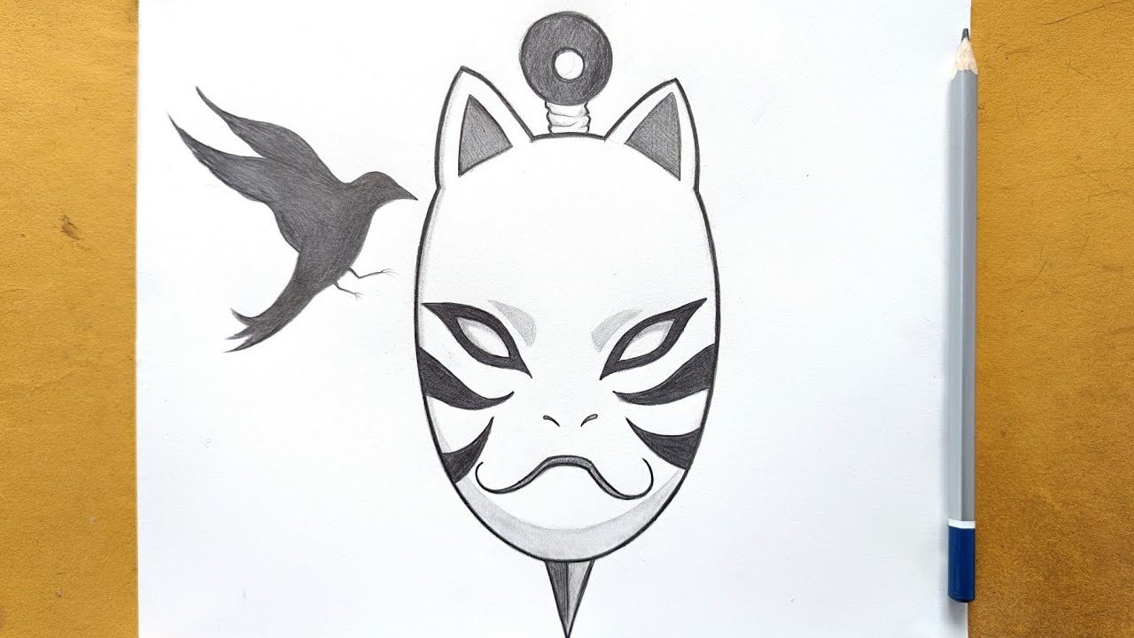 How to draw Kakashi anbu mask with Kunai step by step || Easy drawing for beginners