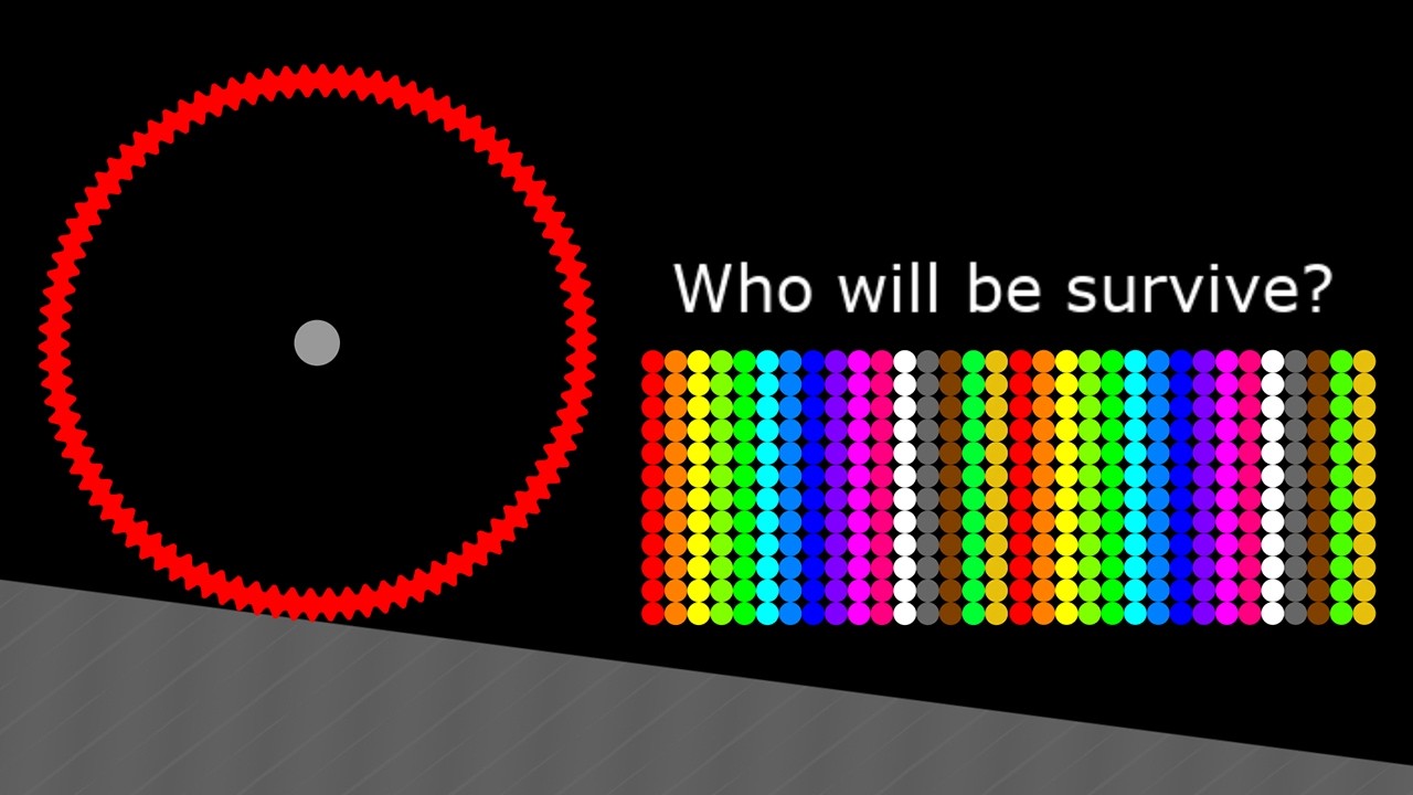 Full Option (Escape Circle Monters, Tank Mikan, Last Stading) Marble Race in Algodoo