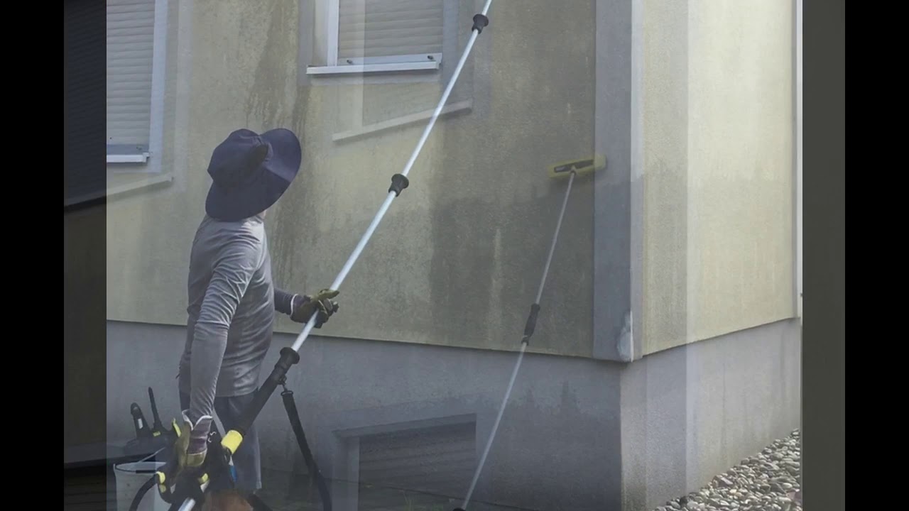 Fassade selbst reinigen mit Kärcher K5, Teleskopstange & Flächenreiniger PS40