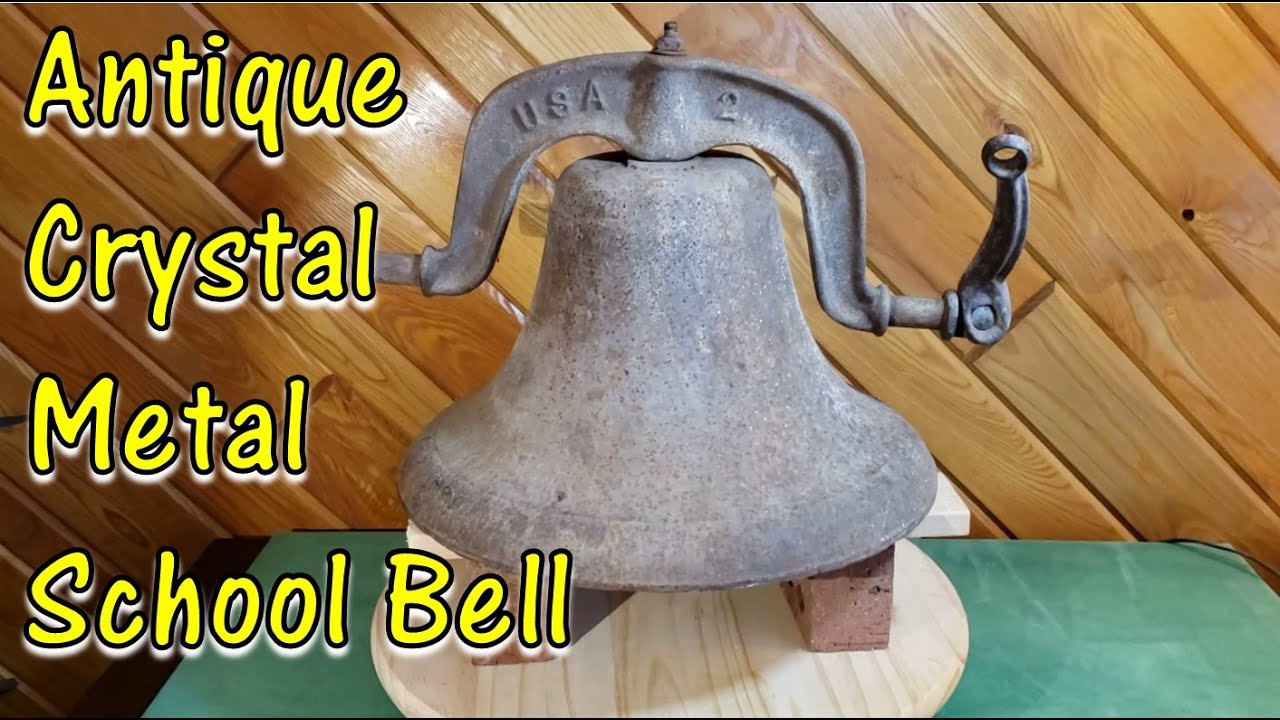 Antique Cast Iron Crystal Metal No. 2 School Yard Bell w Yoke BEAUTIFUL SOUND