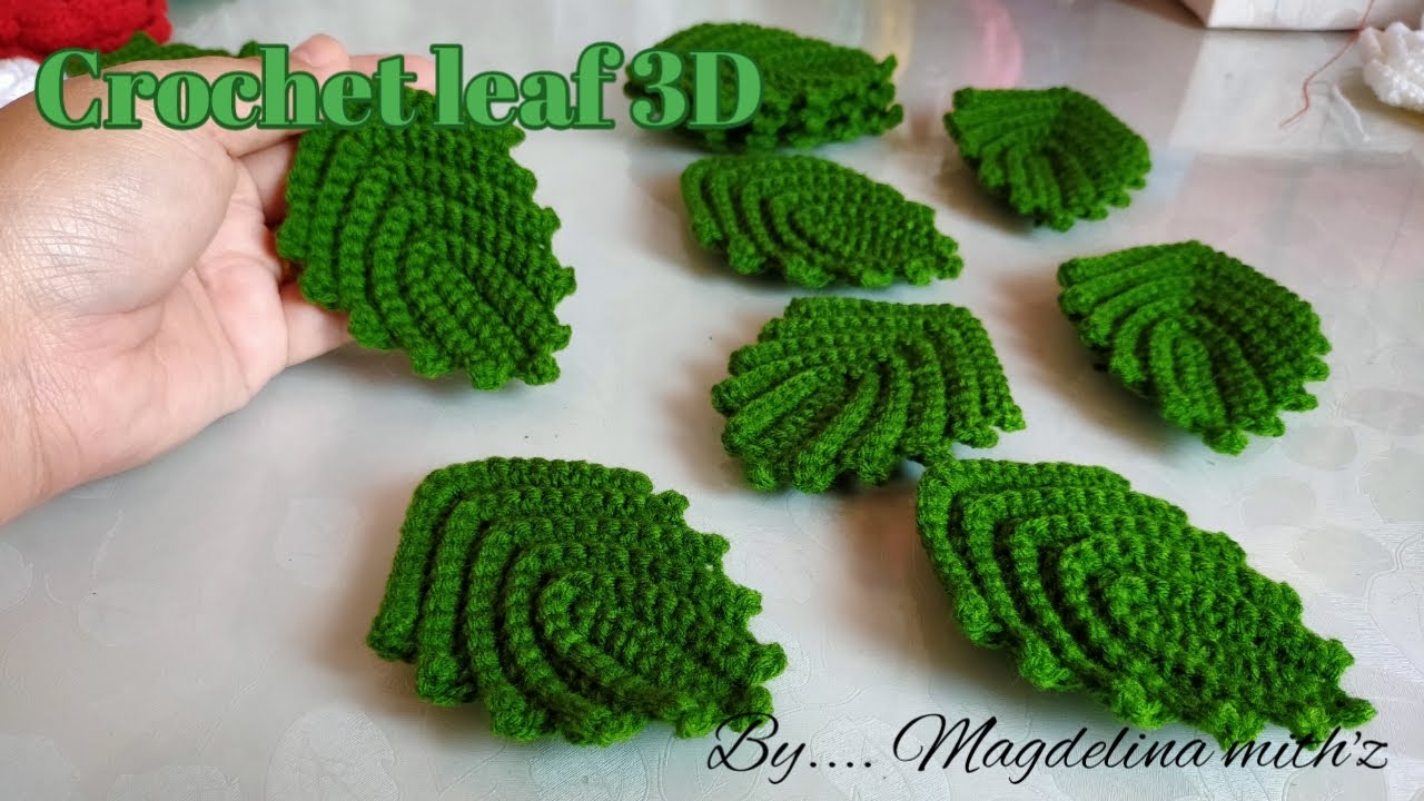Crochet leaf 3D@ mengait Daun 3D