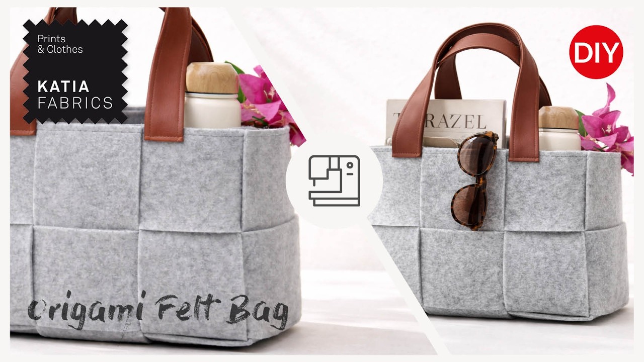 Bolso de fieltro tipo origami 👜 Tutorial fácil con fieltro reciclado | DIY Katia Fabrics