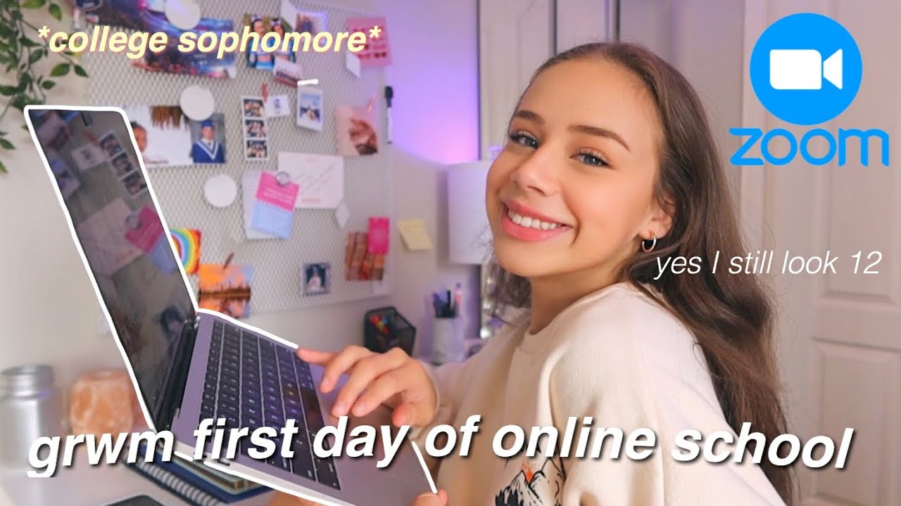 first day of online classes GRWM + vlog *college sophomore*