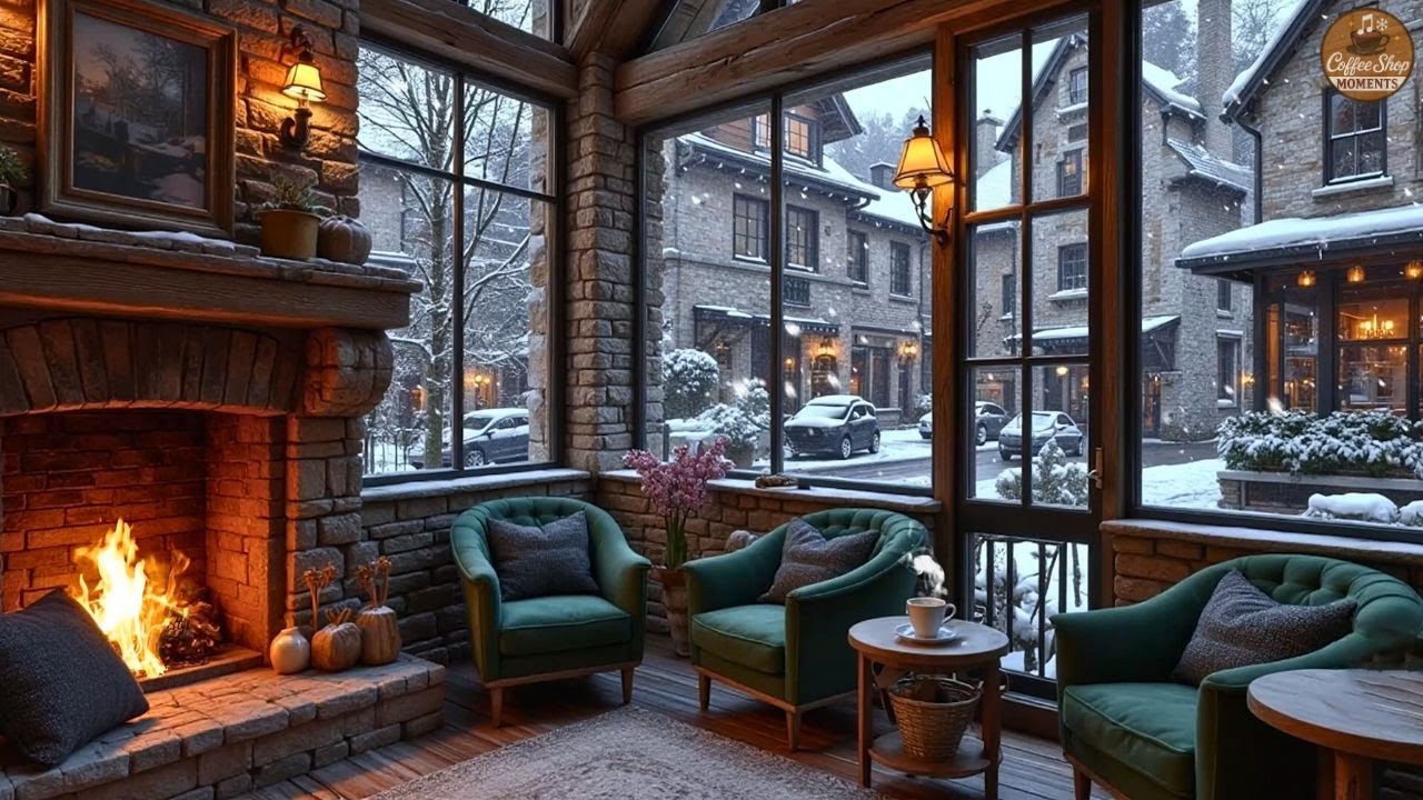 Атмосфера зимнего кафе ❄️☕ Уютный джазовый фортепианный лаунж, звуки камина