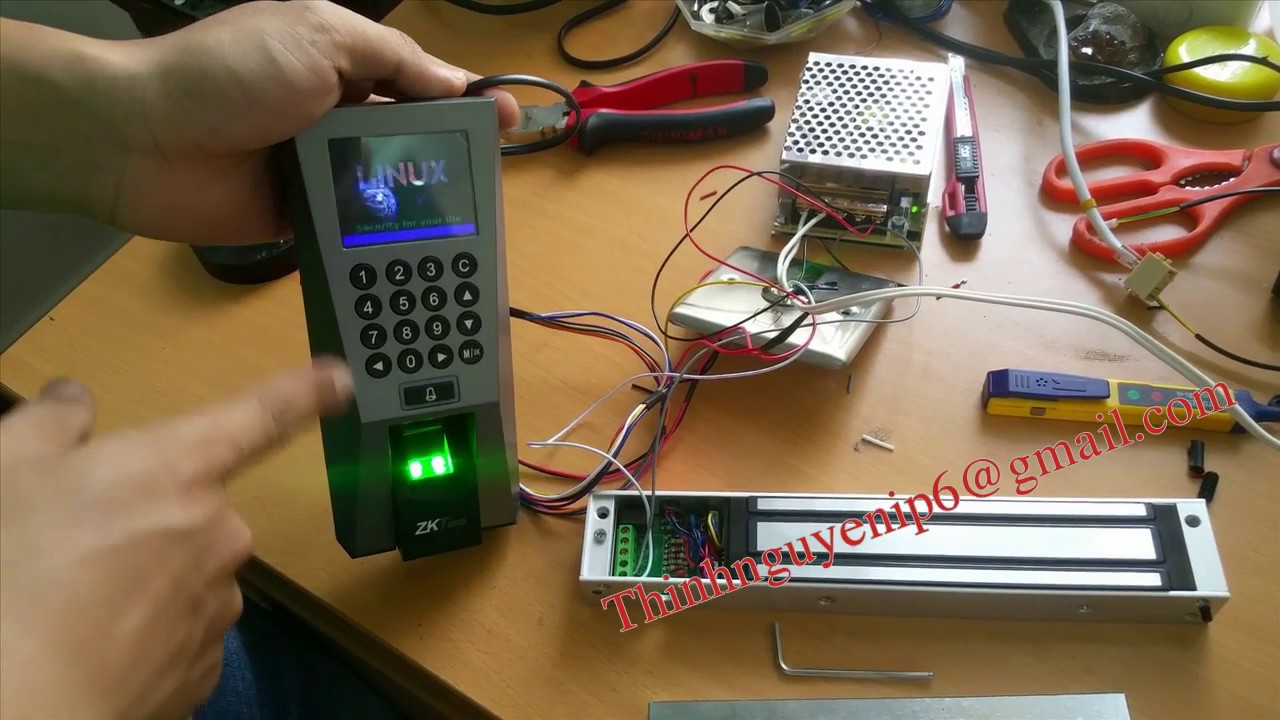 Đấu dây cửa từ ZKteco F18 - Khóa - Exit - Nguồn | Connected wire Zkteco F18 with Lock