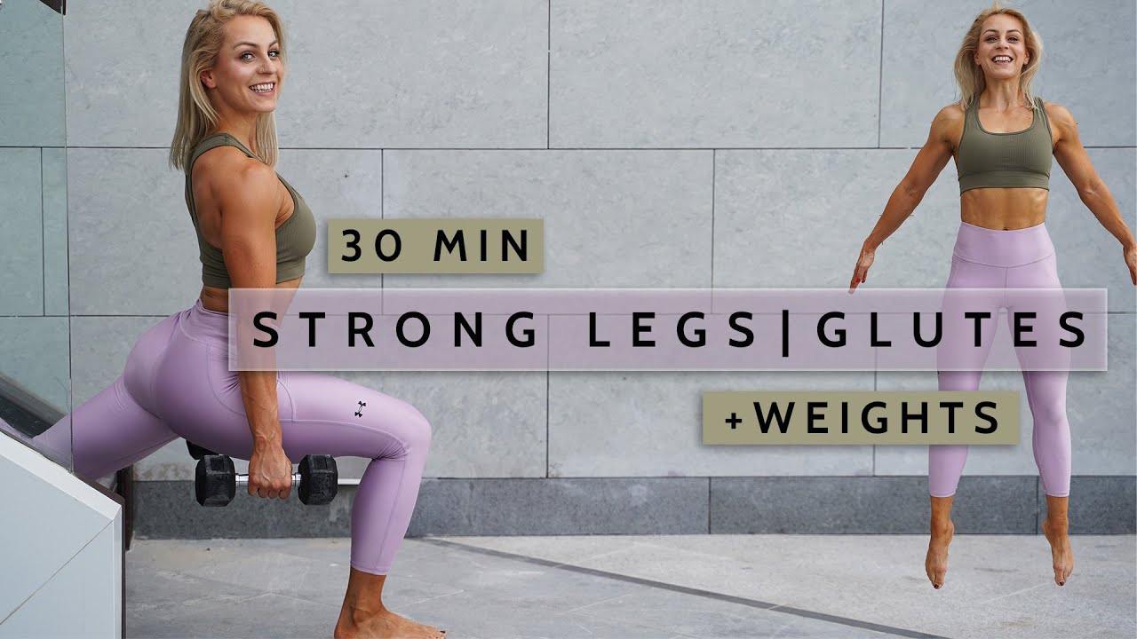 DAY 12 RISE & SHINE - 30 MIN LEGS | GLUTES + Weights | Strength | +HIIT | Super Sweaty | + Chair