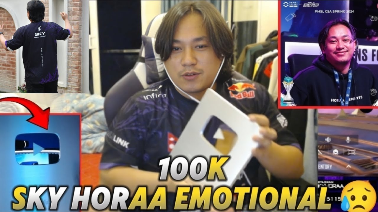 SKY HORAA EMOTIONAL😥 UNBOXING SILVER PLAY BUTTOM #ESPORT #100K @SkyyPUBGM