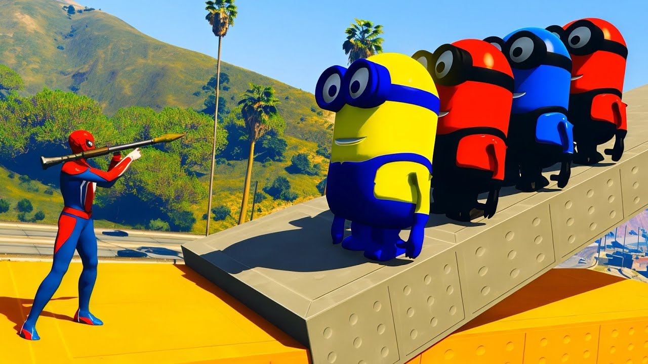 GTA 5 Crazy Spiderman vs Funny Minion  Epic Ragdoll Moments Episode. 11