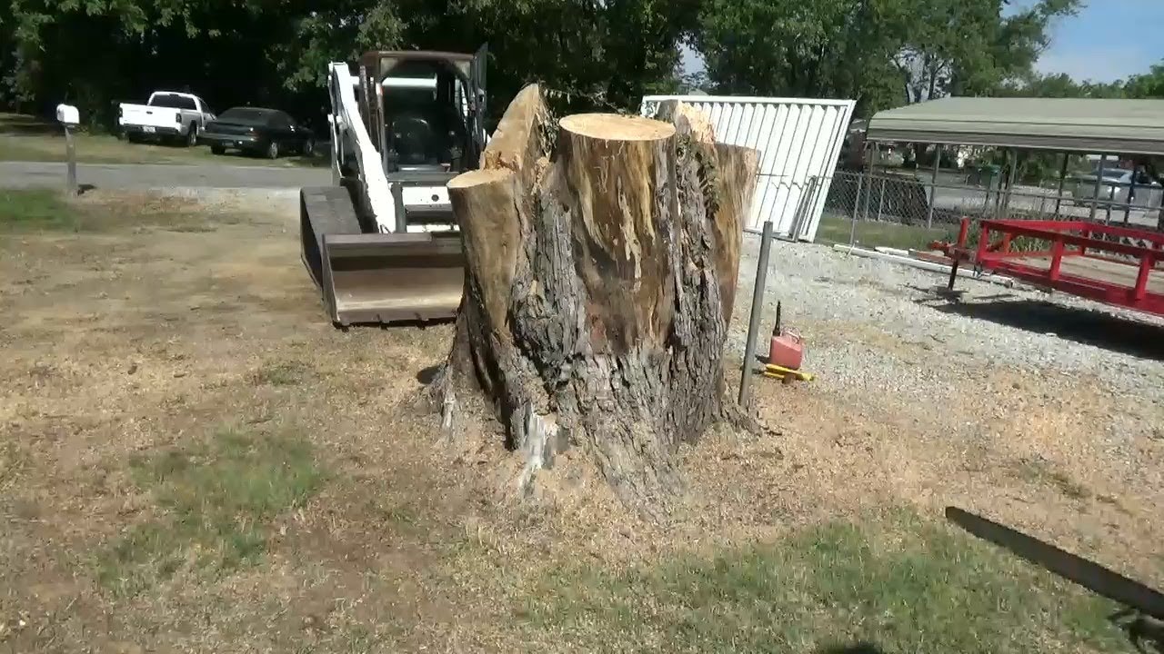 Срезание большого пня и его измельчение с помощью измельчителя Bobcat SG-60