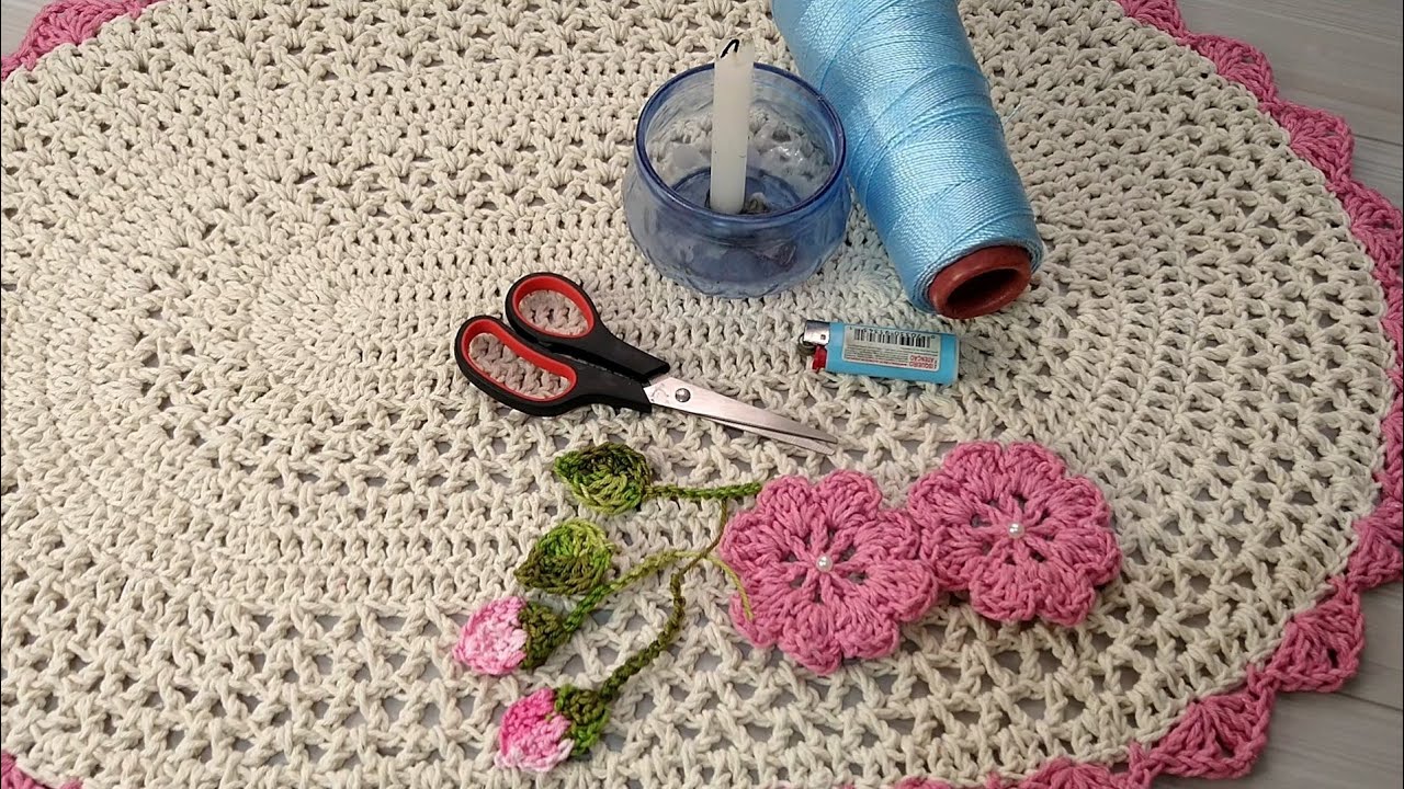 COMO COLAR APLIQUES COM LINHA DE POLIPROPILENO ( LINHA DE SEDA) #tapetedecroche