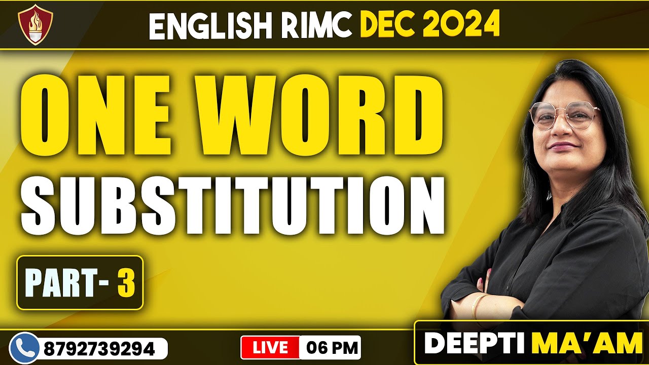 One Word Substitution | Best RIMC Online Classes | English Class | RIMC Dec 2024