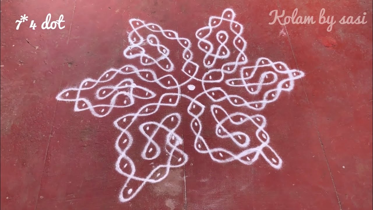 7*4 dot simple sikku kolam #mugguluchukkalamuggulu #muggulu #dailykolam #kolam @thiruappukutty6467 
