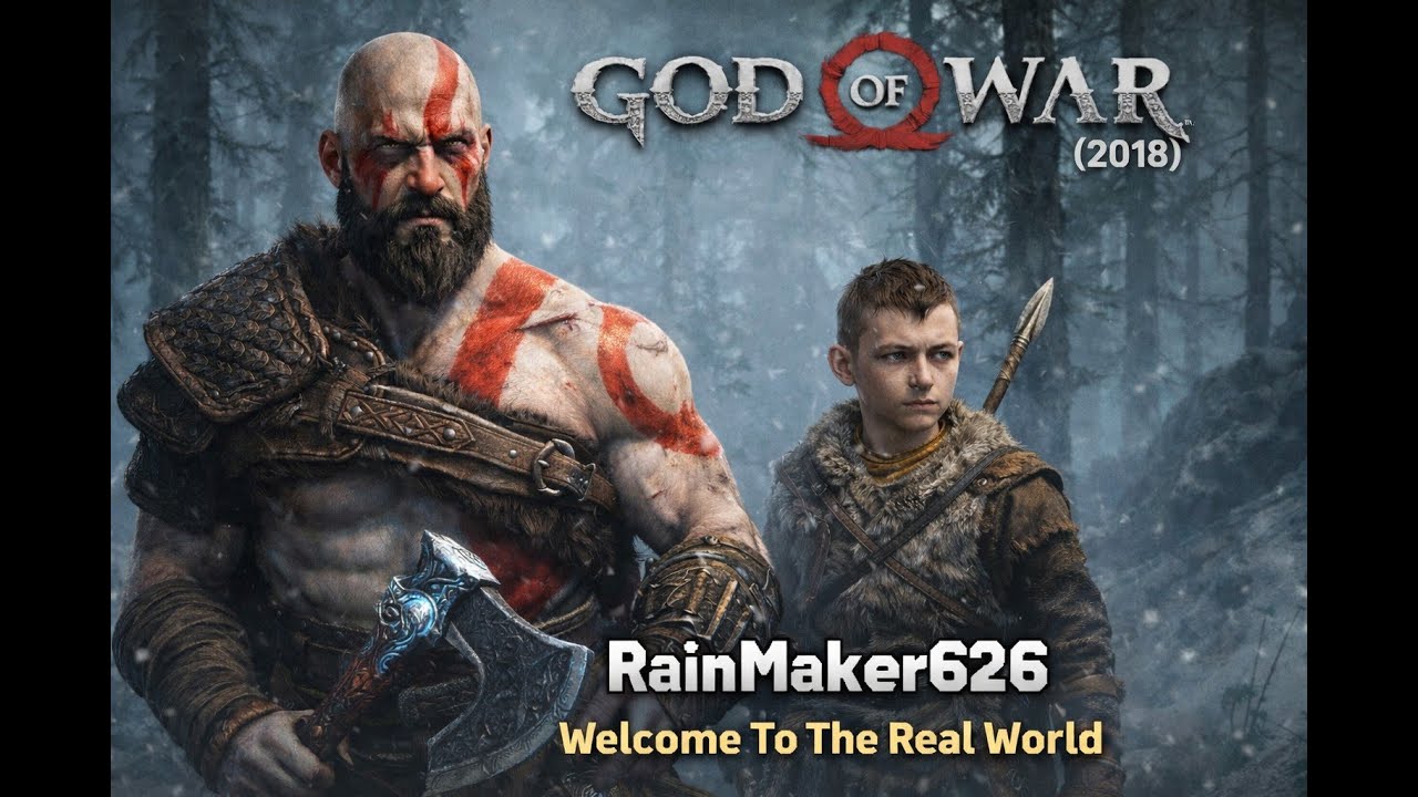 God of War #5: De Alfheim a Midgard: calvo con luz mágica en camino a la montaña / 4K PS5