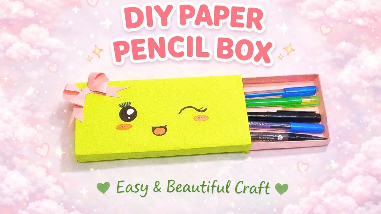DIY Beautiful Paper Pencil Box | Easy Pencil Box Making with Paper | School Craft