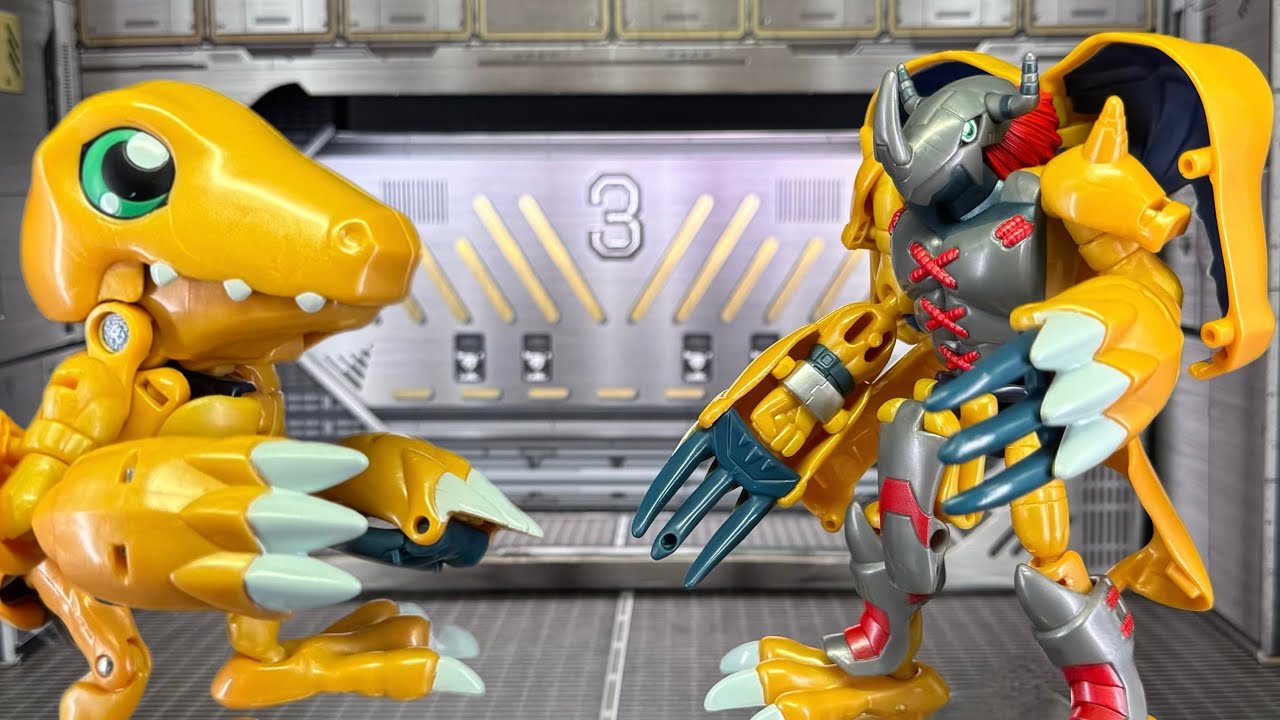 Digivolving WarGreymon / Agumon Vintage Toy Review & Transformation - Bandai 1999 Digimon