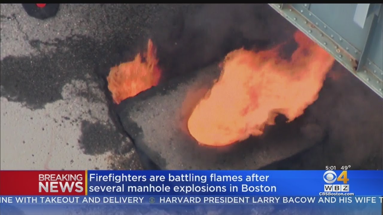 Firefighters Battle Flames After Several Manhole Explosions In Boston
