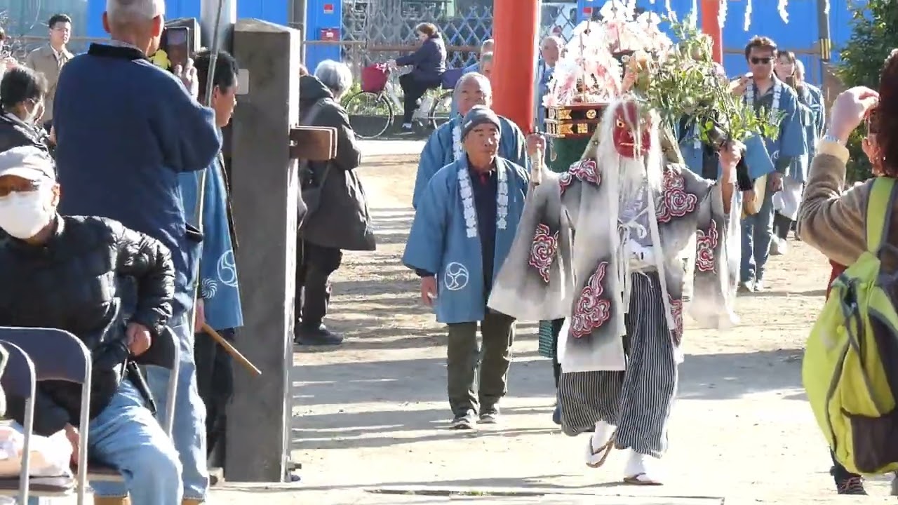 2026 1 18　春日部市　銚子口の獅子舞い　銚子口香取神社　宮参り