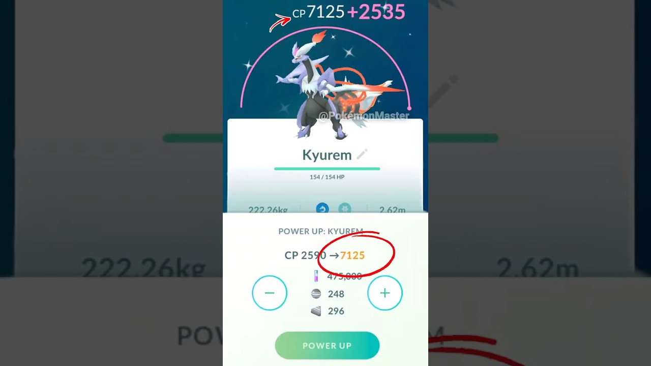 5100+ CP Макс. уровень 50 Белый Кюрем в Pokemon GO.