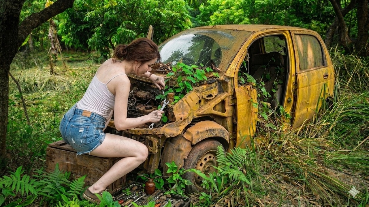 [TIMELAPSE] Genius Girl Brings a Car Back to Life After 21 Years Abandoned in the Forest 😱