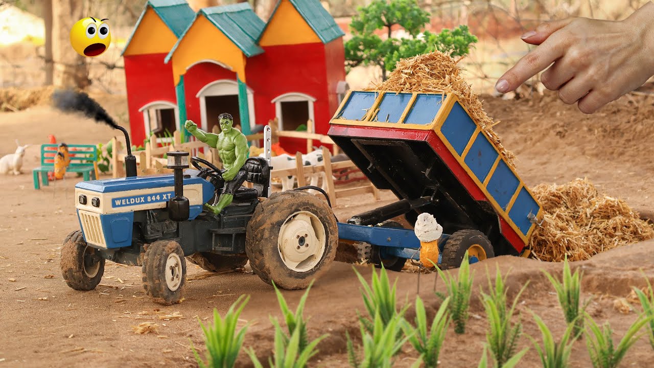 Diy Tractor straw transfer by diy trolley @Weldux