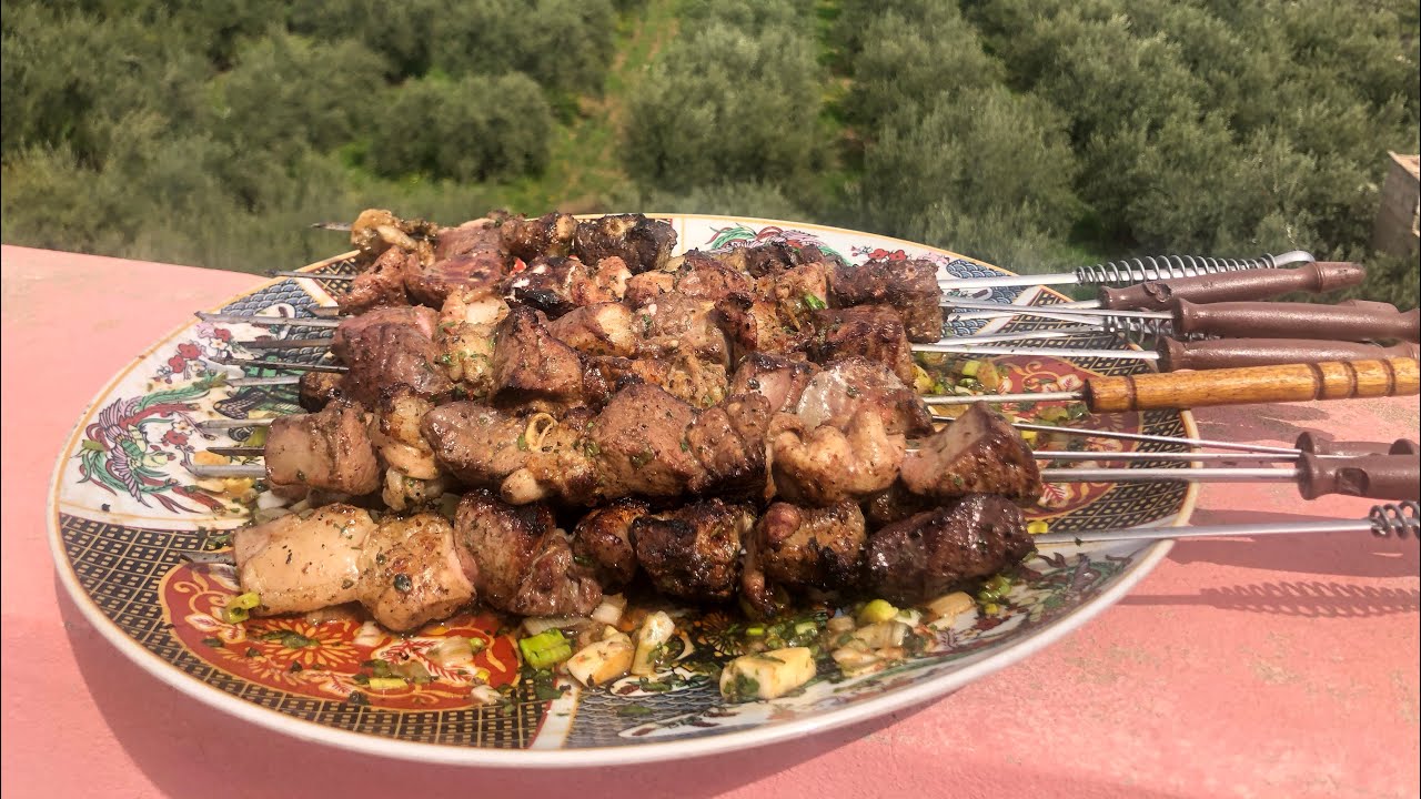 قطبان الكبدة والرئة والقلب ديال البقر مشرملين ومشويين روعة👌🏻👌🏻😋
