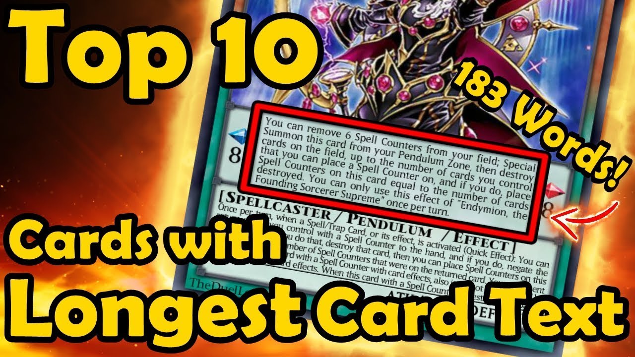 Top 10 Cards With The Longest Card Text in YuGiOh