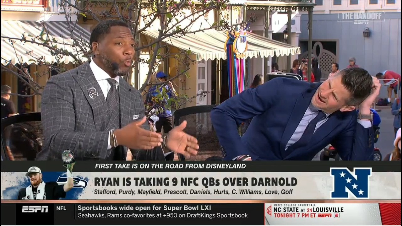 FIRST TAKE | Stephen A. & Dan Orlovksy rips Ryan Clark for taking 9 NFC QBs over Sam Darnold