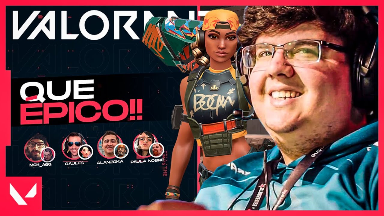 GAMEPLAY ÉPICA NO VALORANT COM ALANZOKA, GAULES, PAULA e MCH
