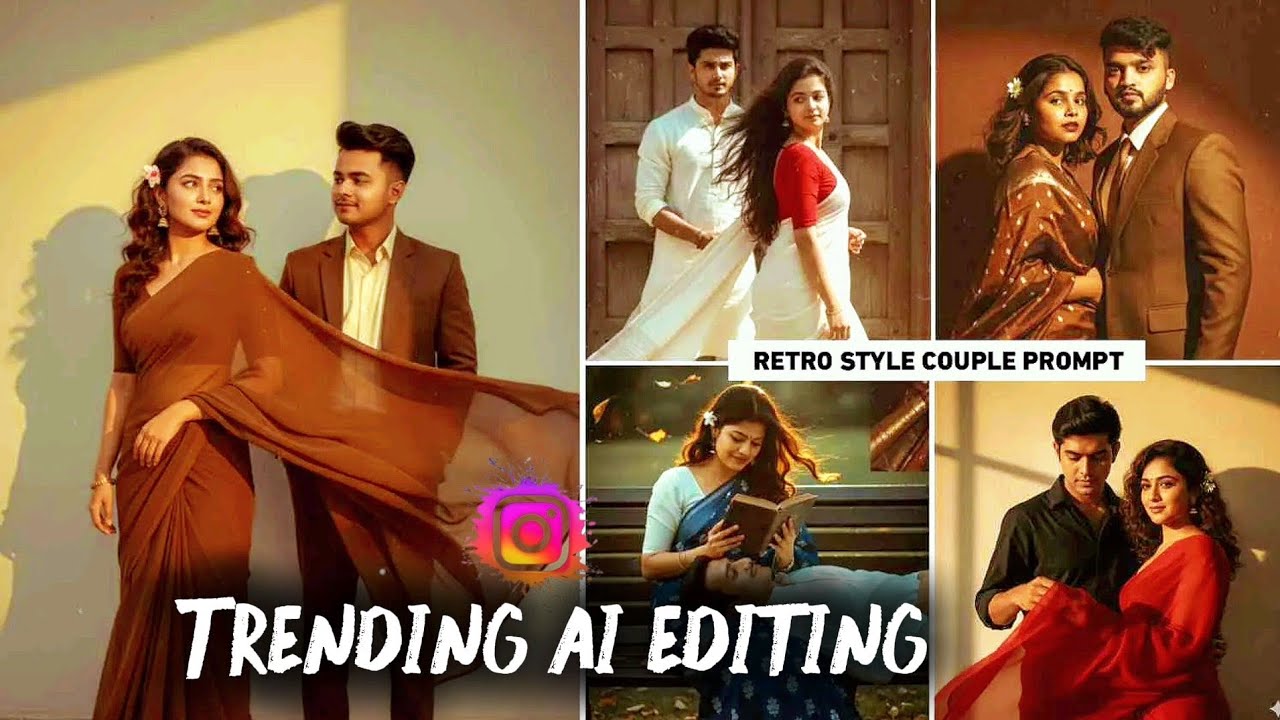 Gemini Retro Style Couple Ai Photo Editing Prompt | | Instagram viral ai photo editing 📷 | | 1 click