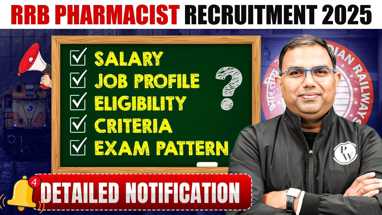 RRB Pharmacist Recruitment 2025 | 100 Vacancies Detailed Notification | RRB Pharmacist Vacancy 2025