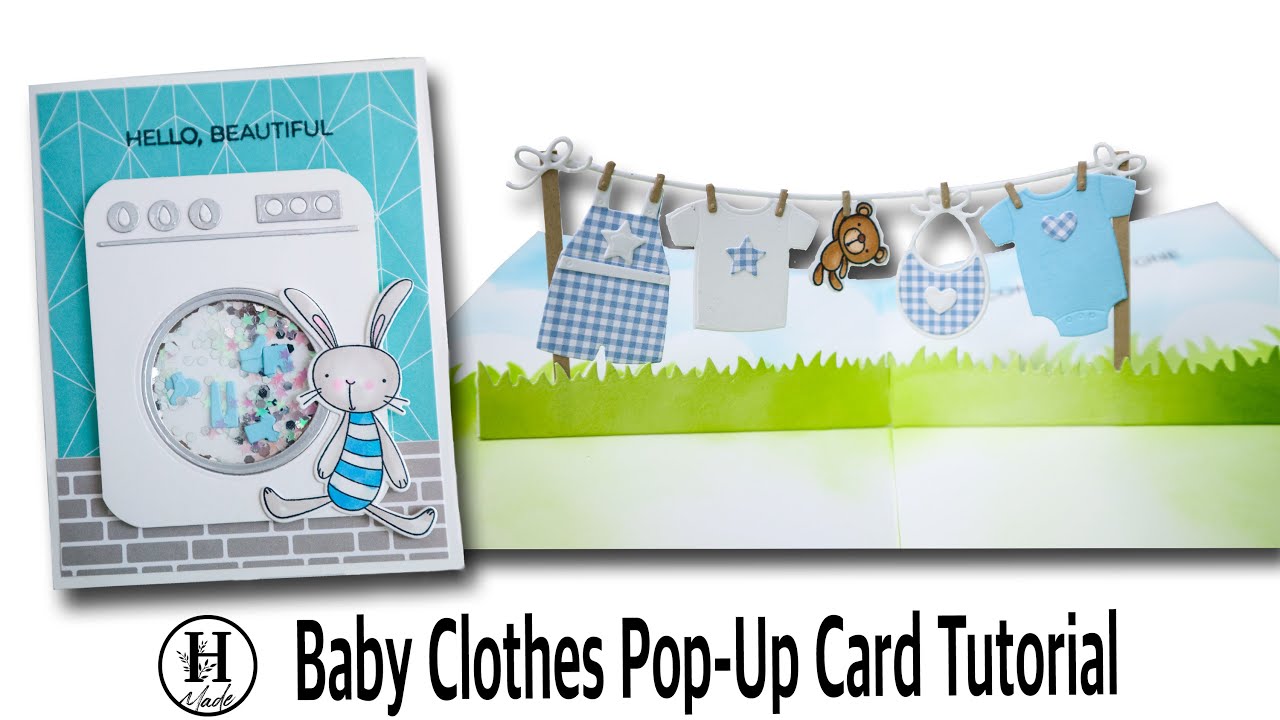 Baby Clothes Pop Up Card Tutorial | Baby Congrats Pop-up + Shaker Card
