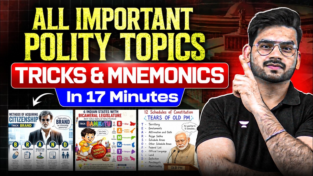 Remember ALL Important UPSC Polity Topics Through Tricks & Mnemonics | UPSC Prelims 2026