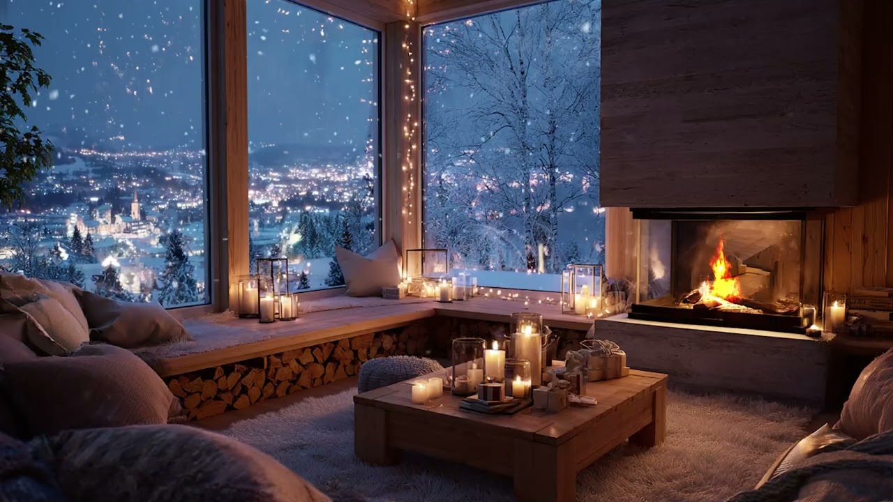 Cozy Cabin in a Silent Snowfall ❄️ Soft Fireplace Ambience for Restful Sleep