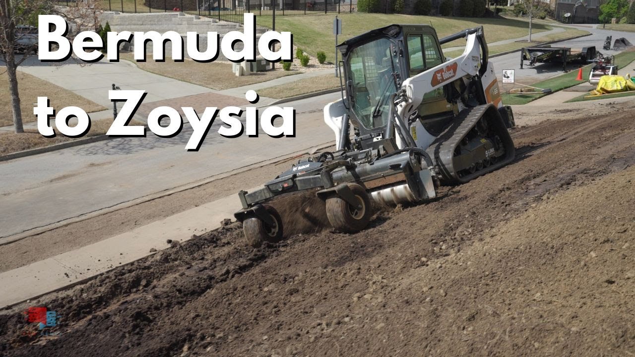 Bermuda to Zoysia Tilling and Grading the Front Lawn #golfcourselawn