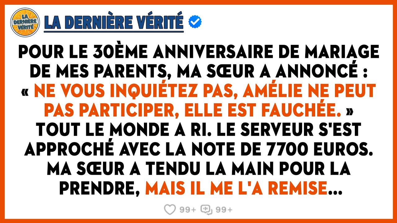À L'anniversaire De Mes Parents, Ma Sœur A Dit Que J'étais «Trop Pauvre», Jusqu'à Ce Que Le Serveur